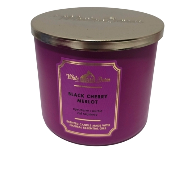 White barn bath & body works black cherry merlot 3 wick candle new - Picture 2 of 2